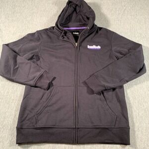 Twitch Hoodie Mens Large Black Full Zip‎ Sweatshirt Gamer Logo Streamer